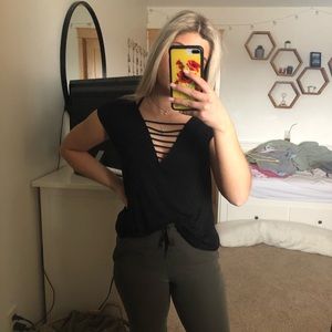 American Eagle Black String Soft & Sexy T-shirt